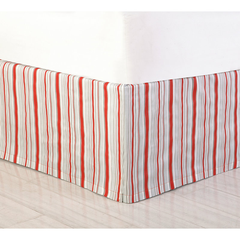 Jacobean Pleated Bed Skirt, Red, King