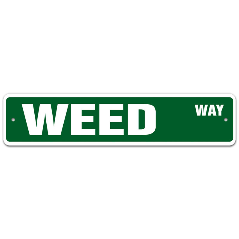 Plaque de rue en aluminium Weed, H 4 po x l 18 po x P 0,1 po