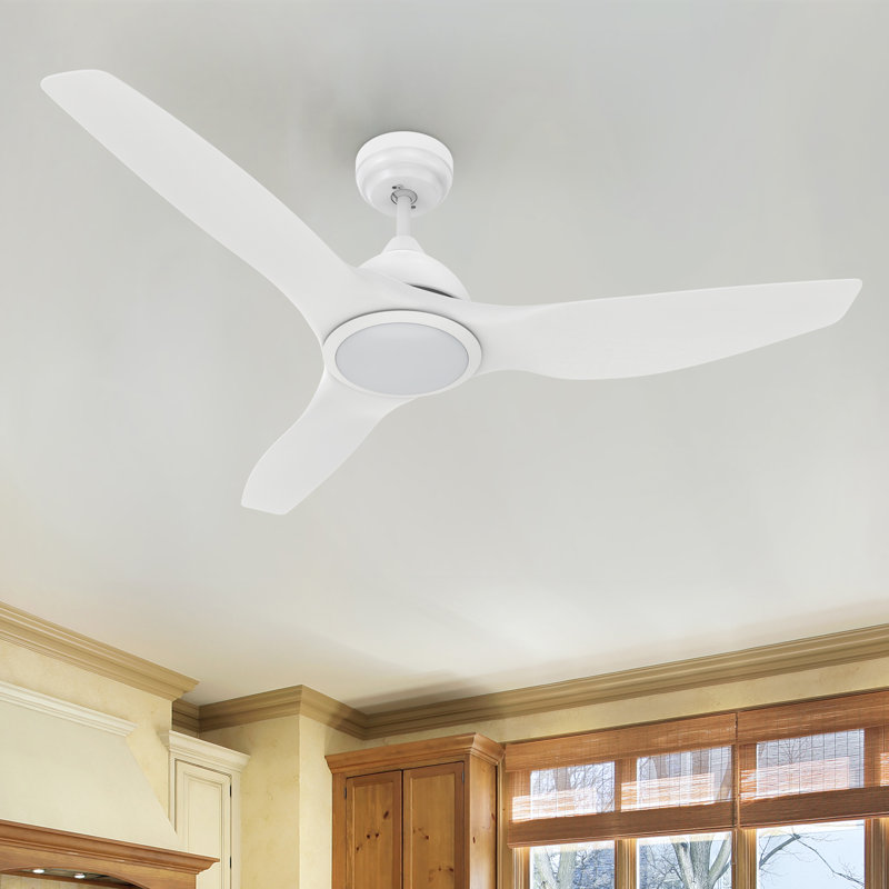 52 Inch 3 Blades DC Motor Smart Ceiling Fan with Remote and Light Kit., White