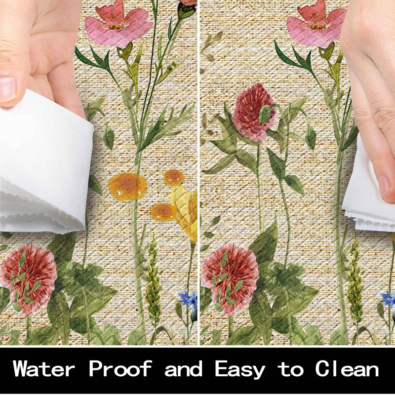 Anti-fatigue Kitchen Mats Set Of 2, Cushioned Waterproof Non-slip, Floral Wildflower Farmhouse Kitchen Rugs