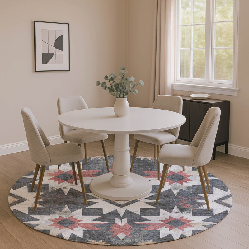 Premium Machine Washable Farolt AMF1893 Aztec Rug, Round 8'