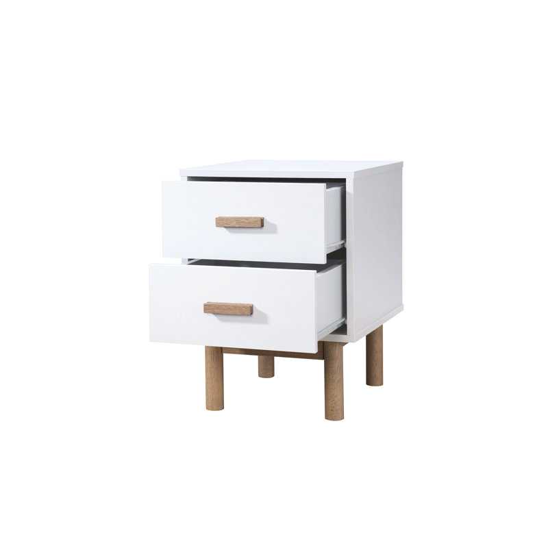 Lexys 40cm W Manufactured Wood Bedside Table, White/Brown