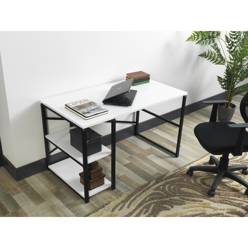Computer Desk, 28" H x 25" W x 47" D, White/Black