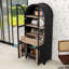 Garde-manger arqué avec tablettes réglables, portes en verre et tiroir de rangement-692554532