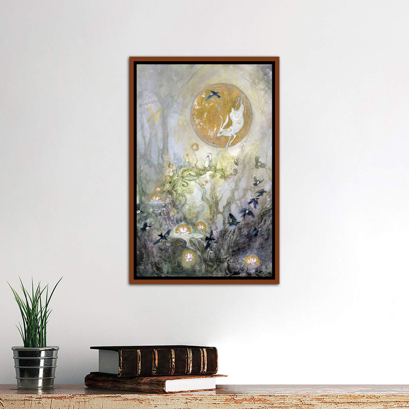 «Moongazing» par Stephanie Law - reproduction d'art, H 26 po x l 18 po x 1,5 po, Toile avec cadre en bois classique
