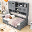 Wooden Daybed with Shelves and 2 Drawers-187199599-187199597
