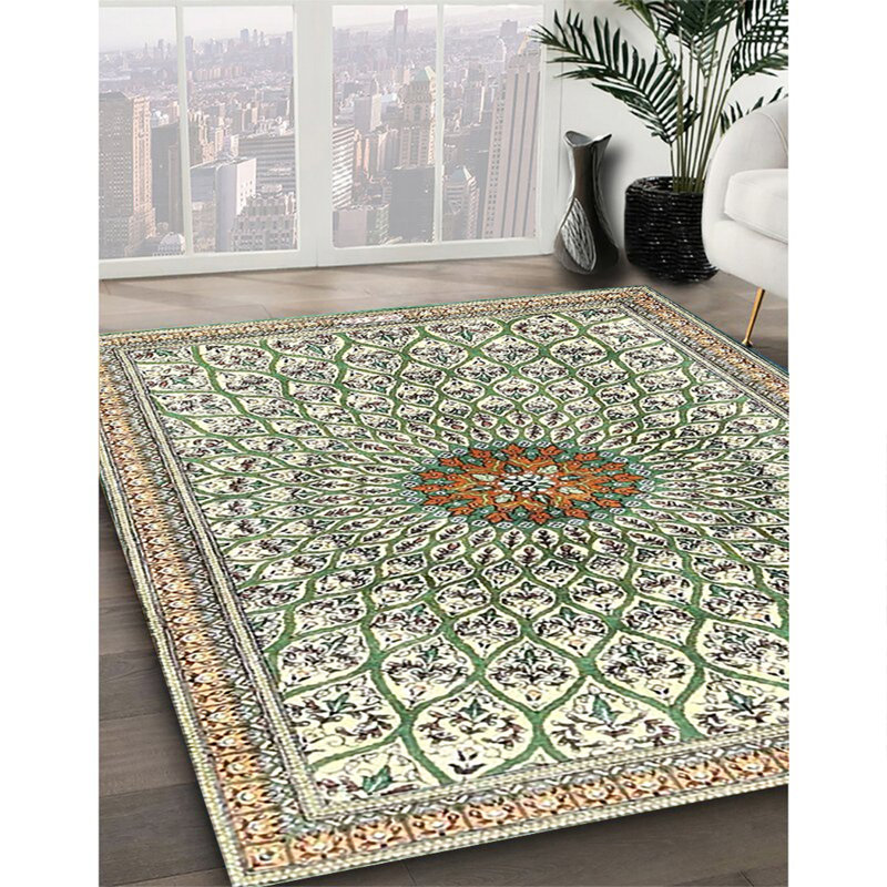 Tapis oriental multicolore tissé à la machine Oriental, Carré 7 pi