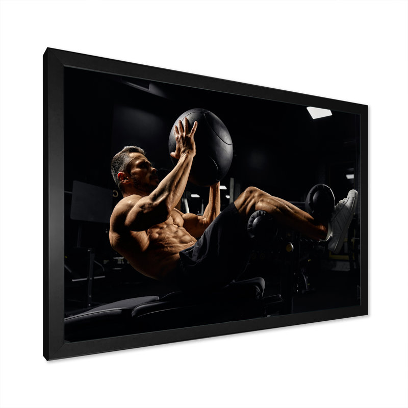 Gym Gym In Action sur impression sur toile, Cadre simple noir, H 30 po x l 40 po x P 1,5 po
