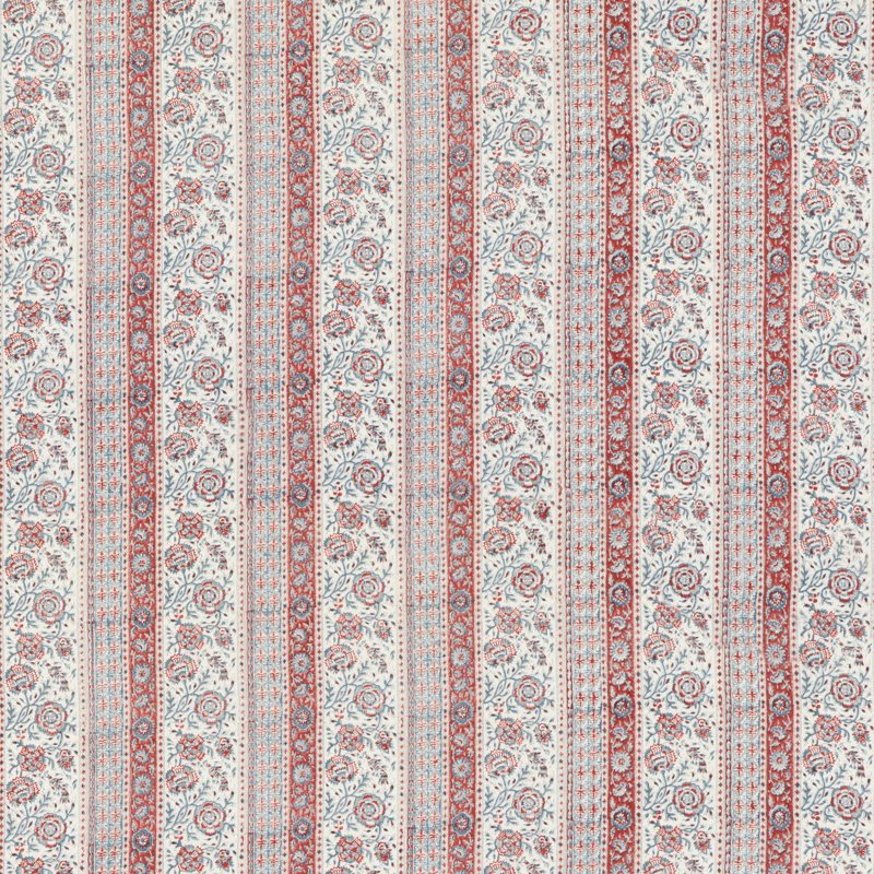 Portobello Tillington Linen Fabric, Red/Blue