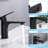Bathroom Sink Faucet Matte Black Finish, Single Handle, Brass, Hole, Contemporary Style, Ceramic Valve, Hot And Cold Water Control Handle Brass Build, Hole Installation, Modern Design, Temperature-121628056