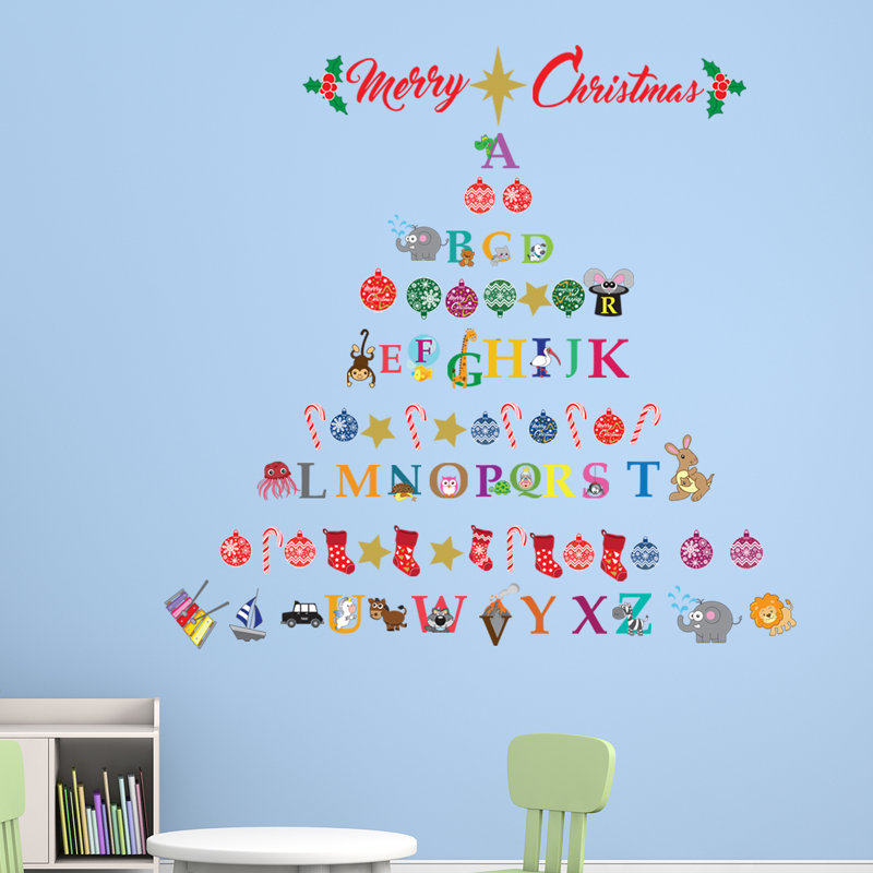 Décalcomanie murale en alphabet joyeux de noël