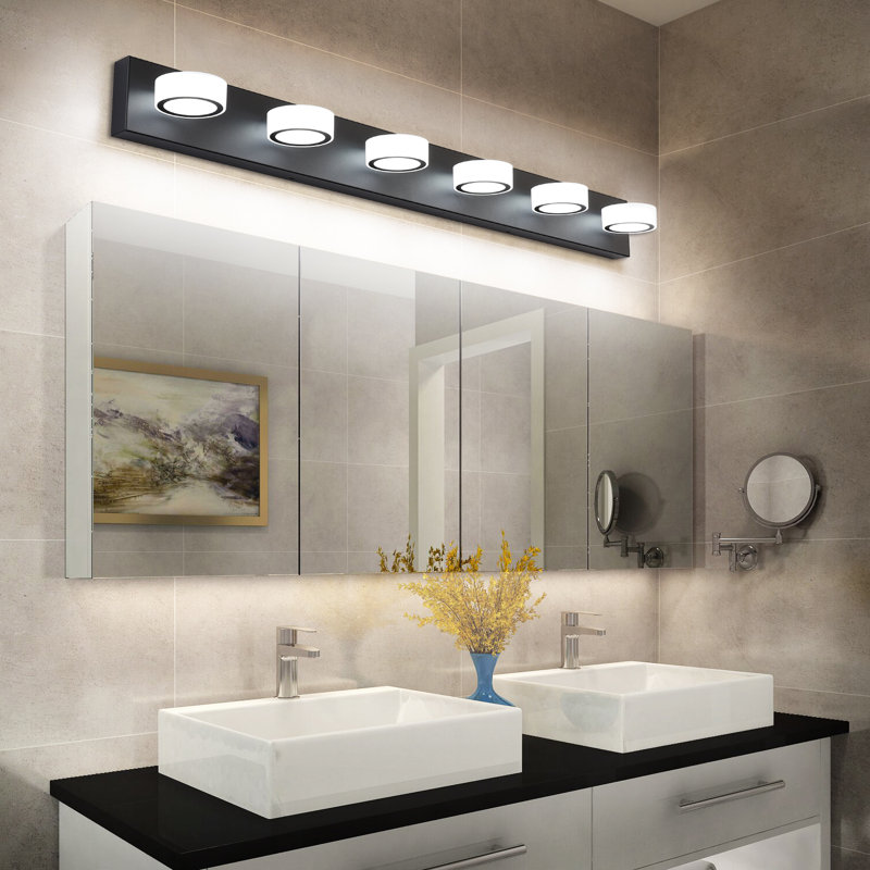 9550+9551 6 - Light LED Vanity Light, Matte Black