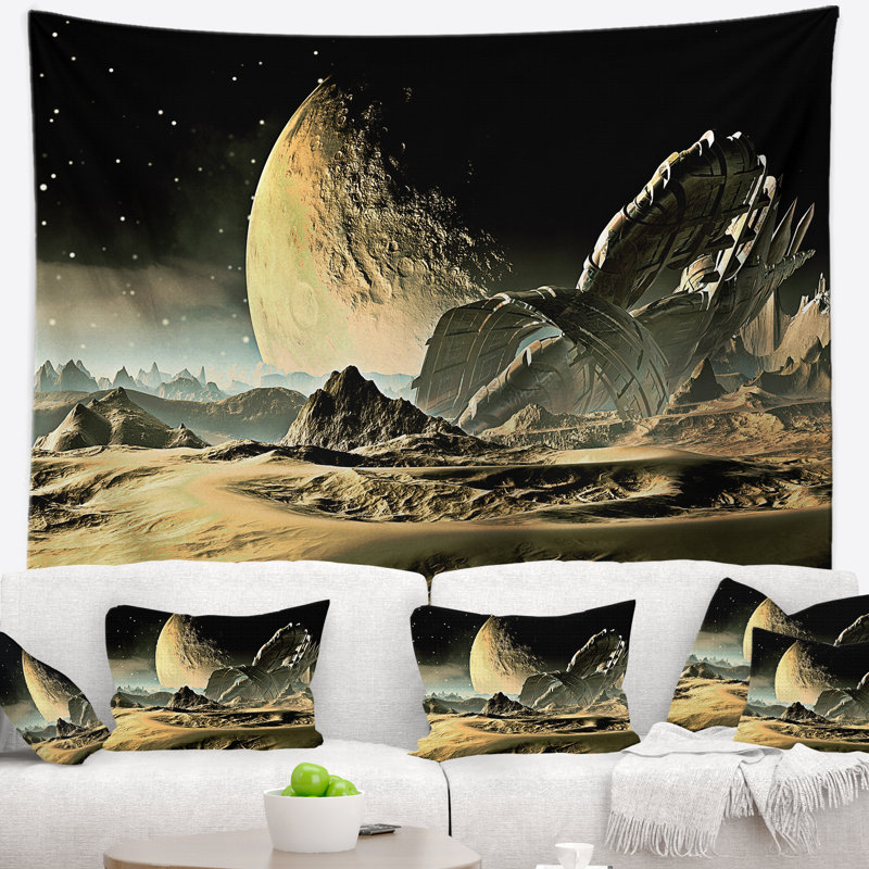 Tapisserie de vaisseau spatial écrasé, H 32 po x l 39 po