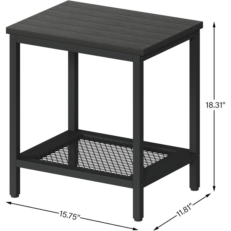 Table d'appoint extérieure avec rangement, 2 niveaux, noire