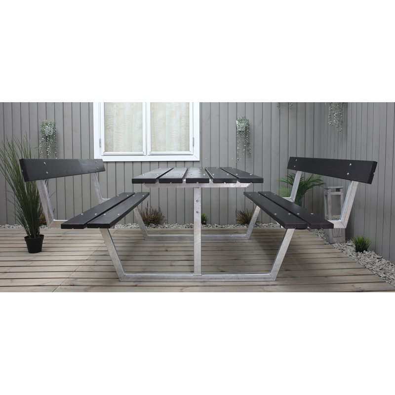 Beather Rectangular Outdoor Dining Table , 444.5cm cm W 533.4cm cm D, Black