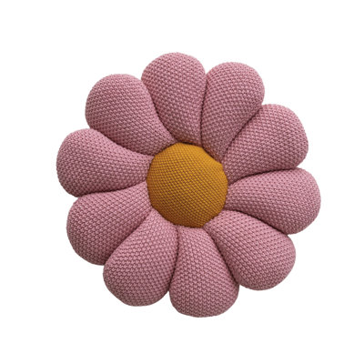 Round Cotton Knit Flower-Shaped Pillow