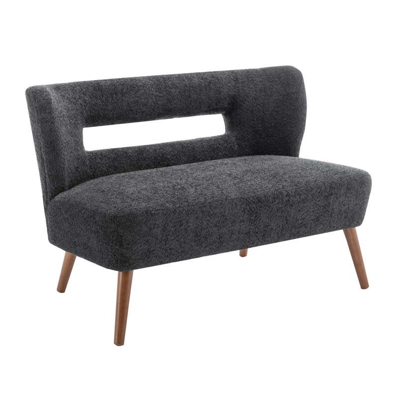 Ashyia 45.47'' Loveseat with Rubberwood Legs, Dark Gray