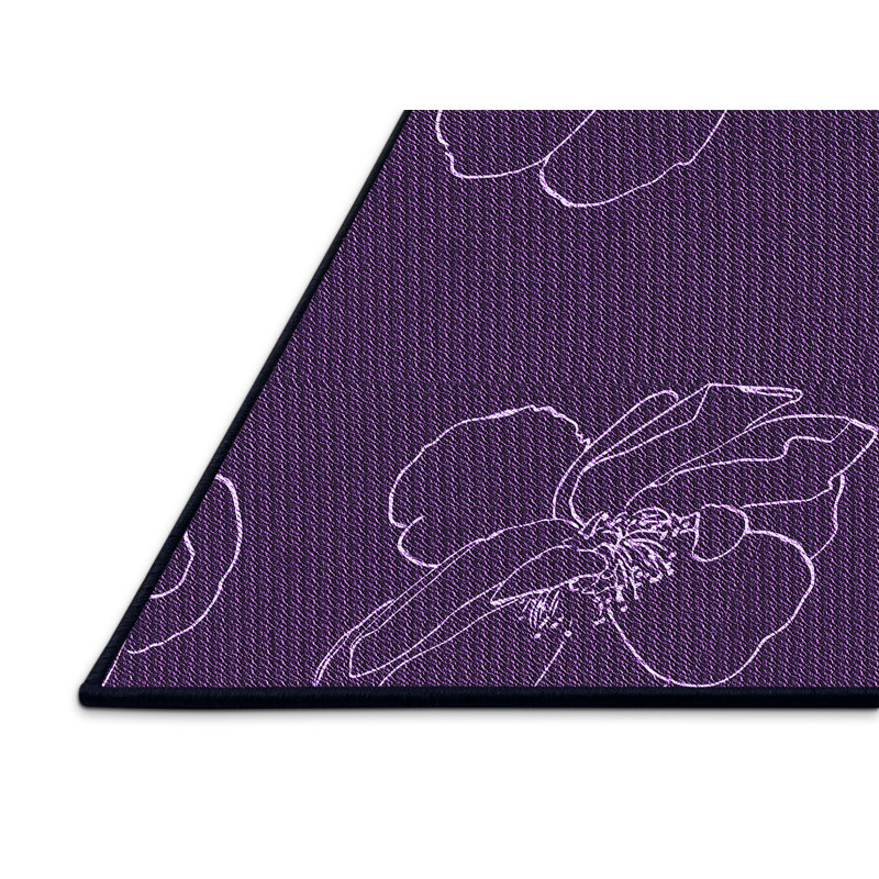 Tapis floral en laine mauve, Rectangle 7 pi x 10 pi
