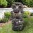 Fountains, 40.5" Tall 6-Tier Rock Fountain, Gray Polyresin with LED Lights, for Garden Patio Porch Foyer | Gray | Rock