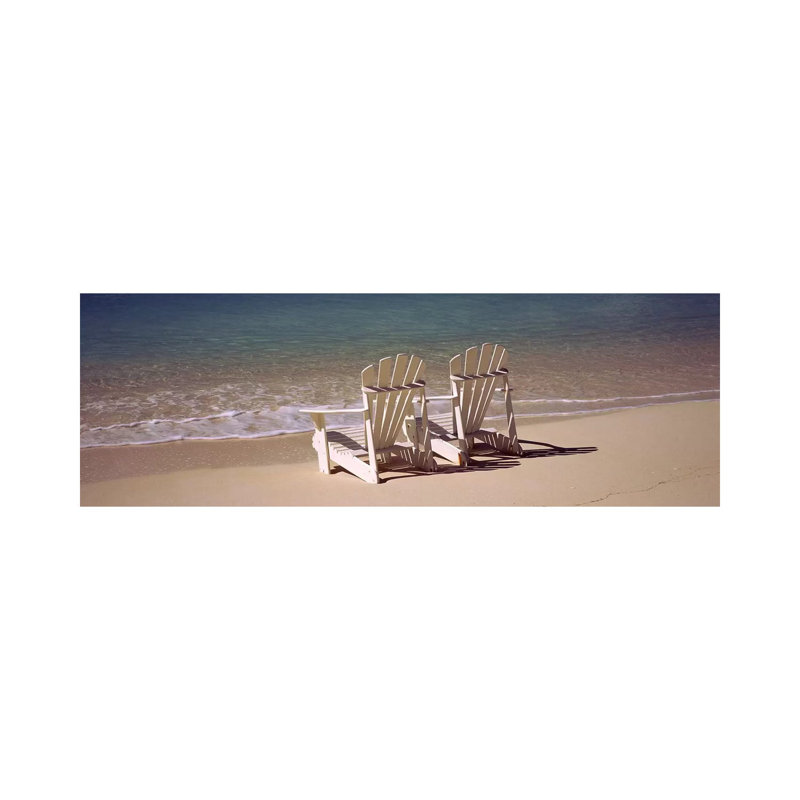 Adirondack Chair On The Beach, Bahamas by Panoramic Images - Wrapped Canvas Panoramic Print