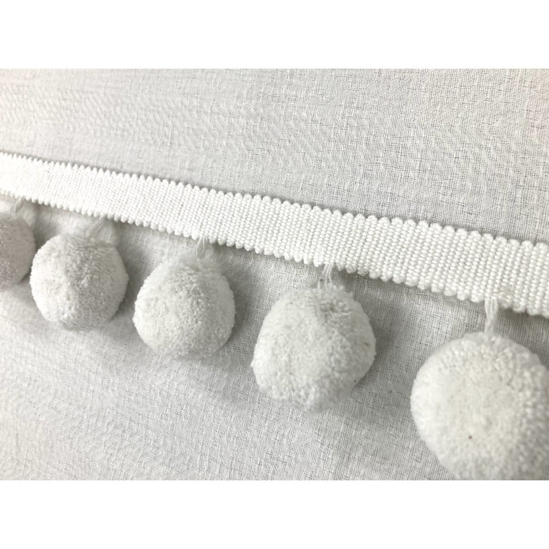 White Jumbo Linen Pom Pom Fringe 