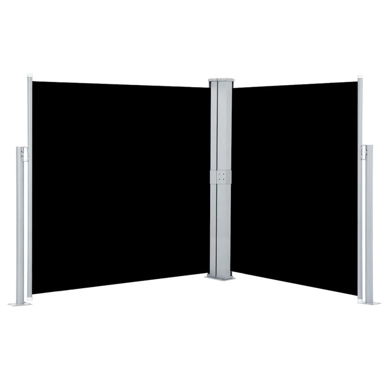 Paravent rétractable avec auvent pliant, H 55,1 po x l 236,22 po, Noir