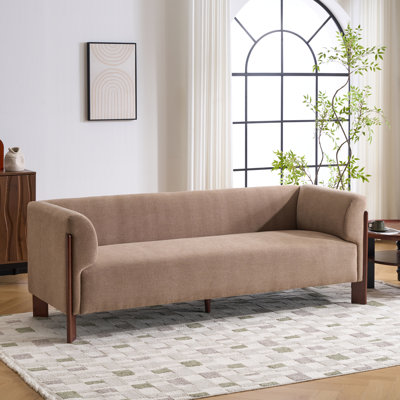 Orson Mid-Century Modern Upholstered Sofa with Exposed Solid Wood Frame