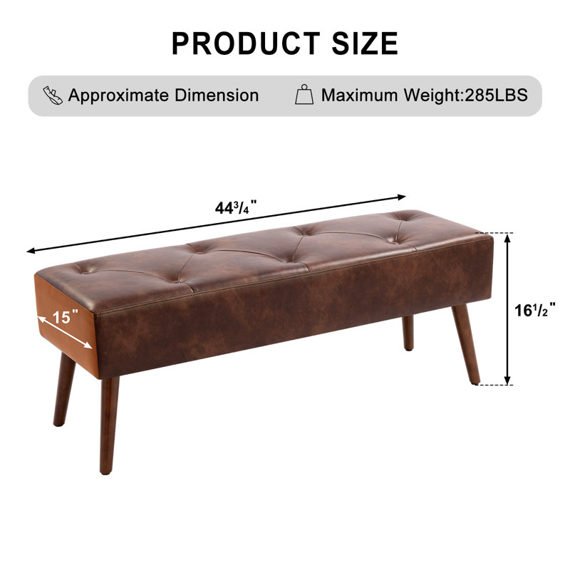 Liniyah Faux Leather Upholstered Bench, Brown