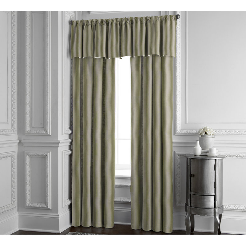 100% Cotton Ticking Stripe Room Darkening Rod Pocket Single Curtain Panel, 50" W x 108" L, Indigo