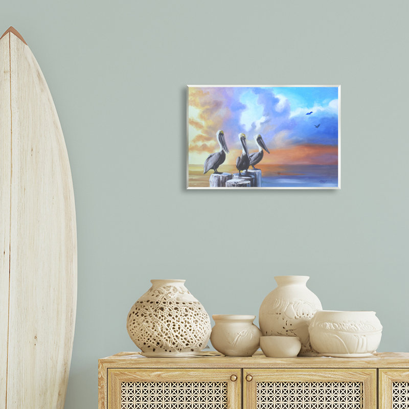 «Vivid Pelican Trio» par D. Rust, H 13 po x l 19 po