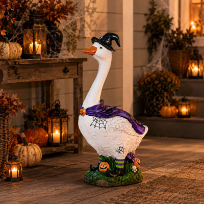 20'' Halloween Witch Goose Porch Statue Outdoor Resin Decor