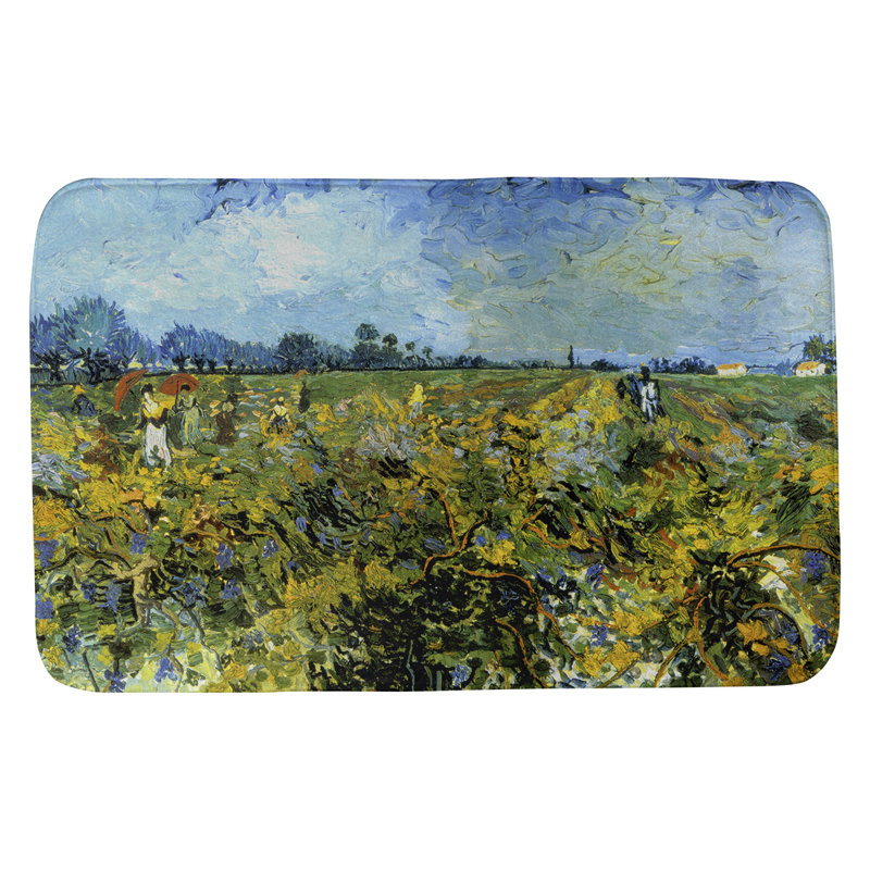 Tapis de salle de bain vineyard Kinsey, l 21 po x L 34 po, Vert / Bleu