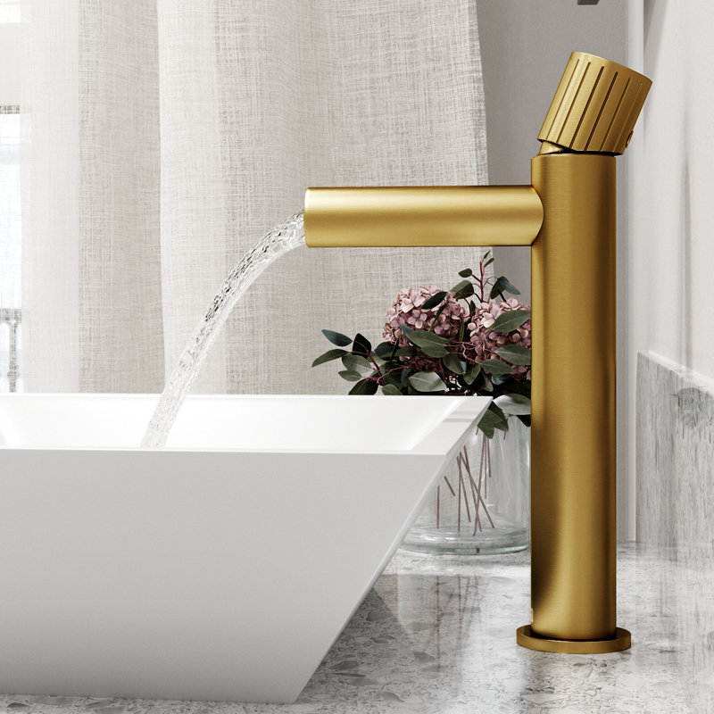 Ashford 11" H Single Handle Vessel Sink Bathroom Faucet, Matte Brushed Gold