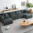 U-Shaped Chenille Sectional Sofa with Double Ottomans - Modular 4-Seater Comfort Couch, Reversible Deep Seat Design with Premium Fabric & Flexible Living Room Configuration-1684322981
