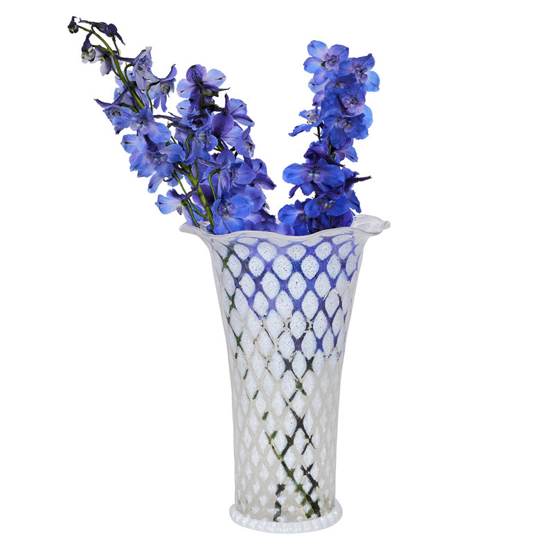 Trellis 9" Flared Vase, White
