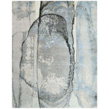 Handmade Silk and Wool Abstract Area Rug