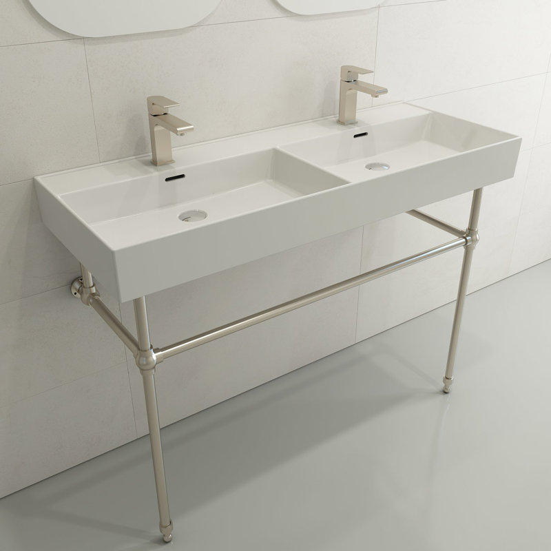 Milano 23.28 in. L Bathroom Sink, White