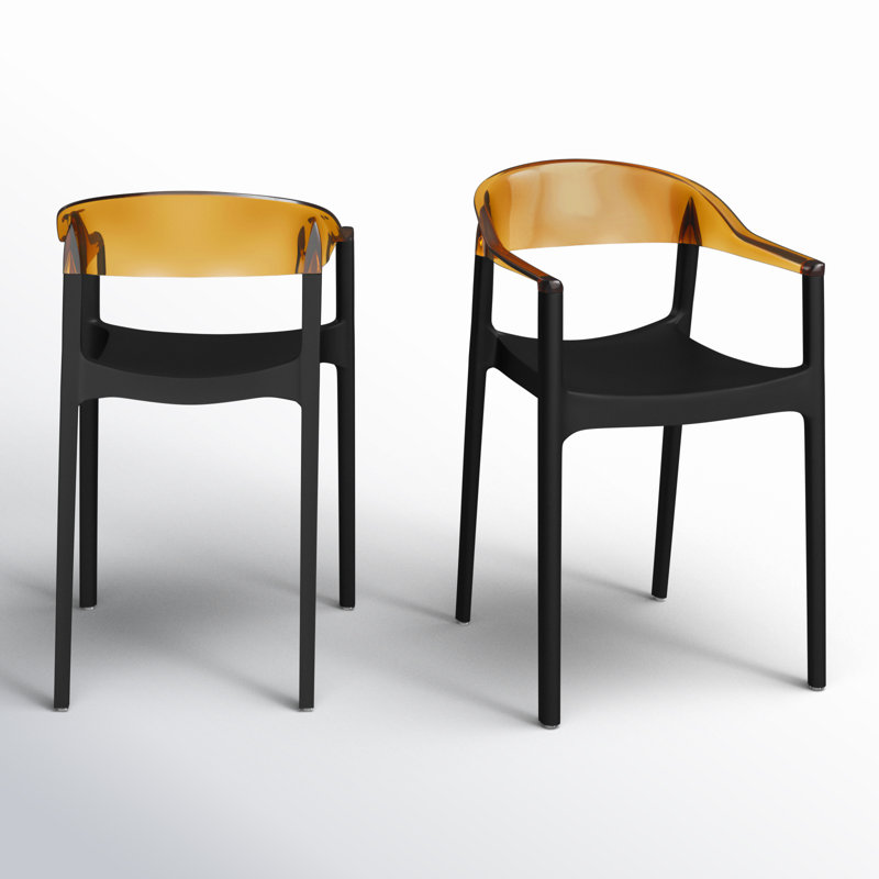 Fauteuil de salle à manger Stella, Noir / ambre transparent