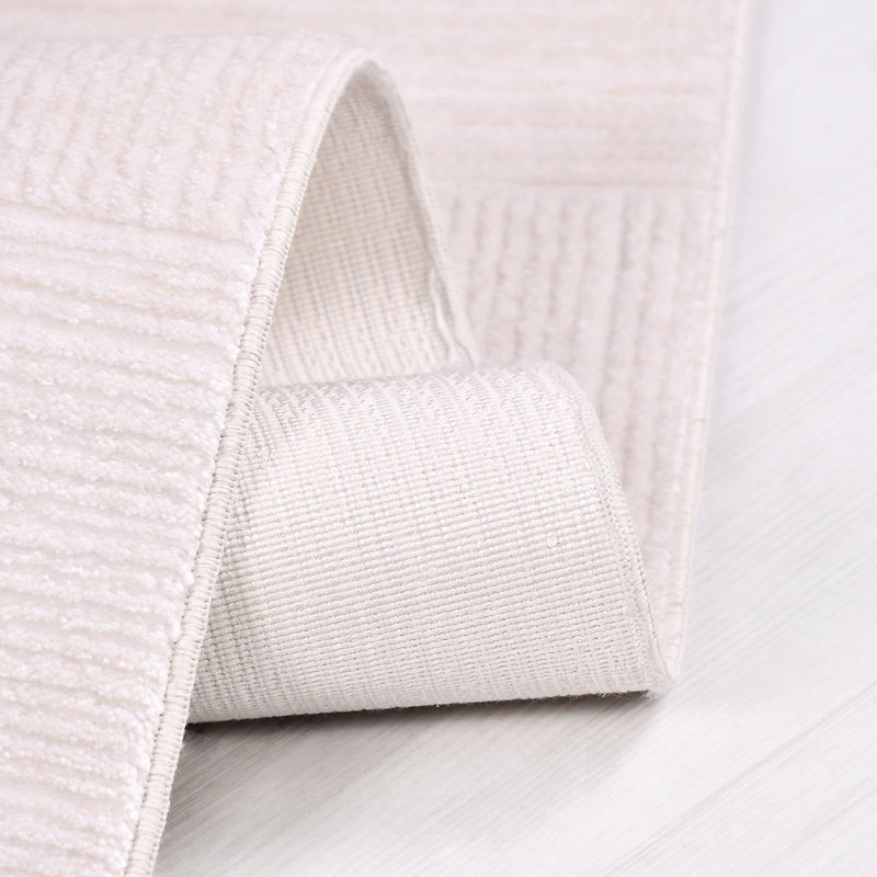 Tapis crème moderne antidérapant lavable à la machine, Rectangle 2 pi 8 po x 5 pi