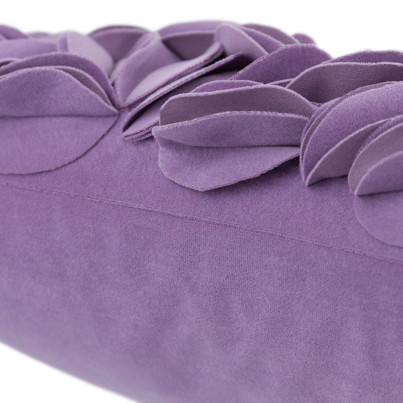 Housse de coussin brodée, Rectangle H 12 po x l 20 po, Mauve - velours de polyester