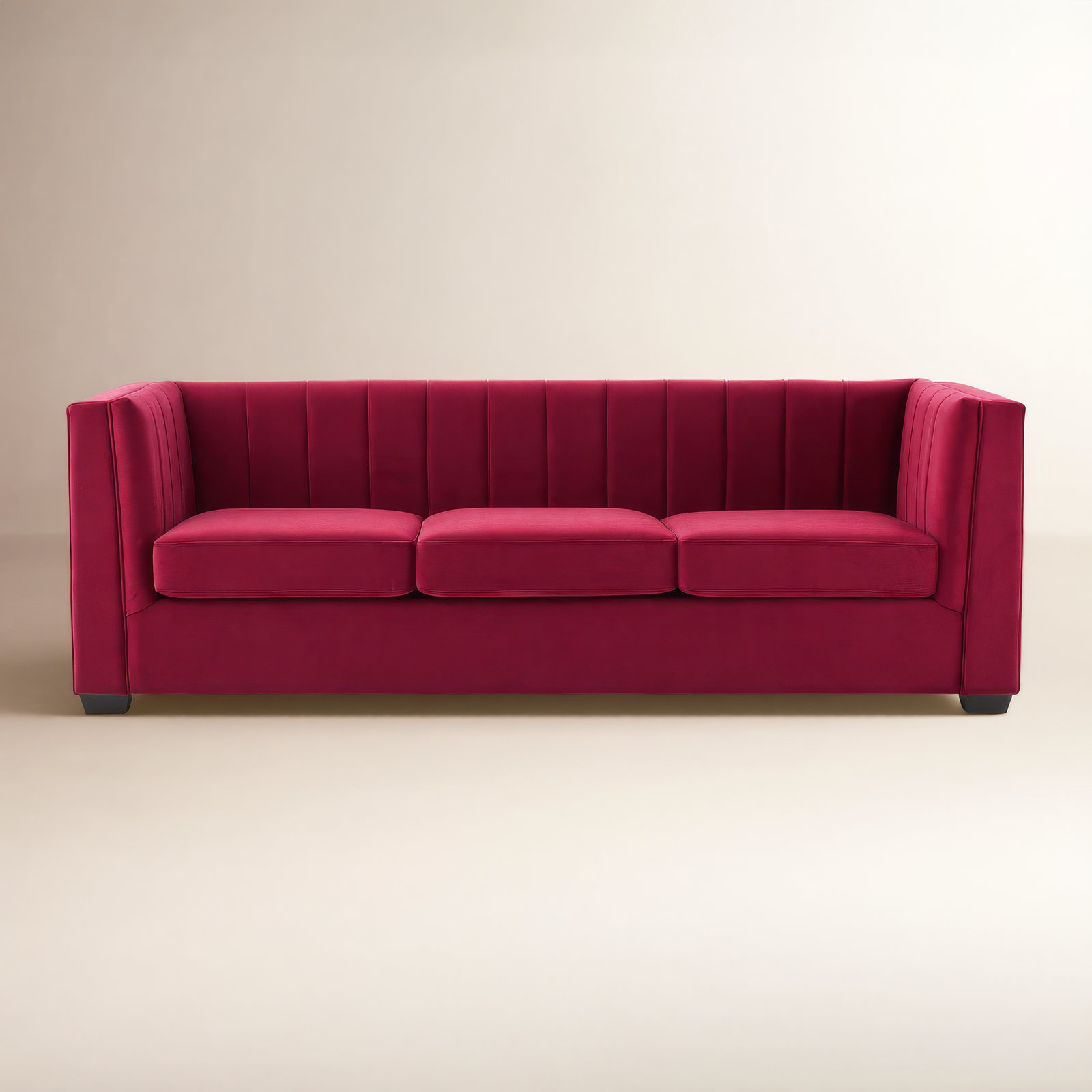 Allard Velvet Living Room Sofa, Rose Velvet