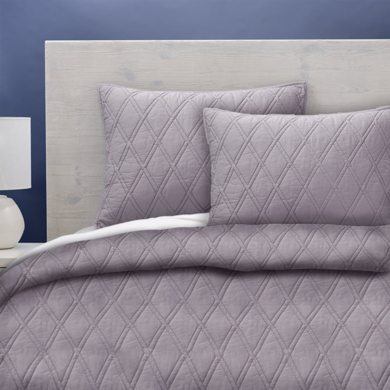 Cotton Sateen Coverlet, Queen Coverlet + 2 Shams, Purple