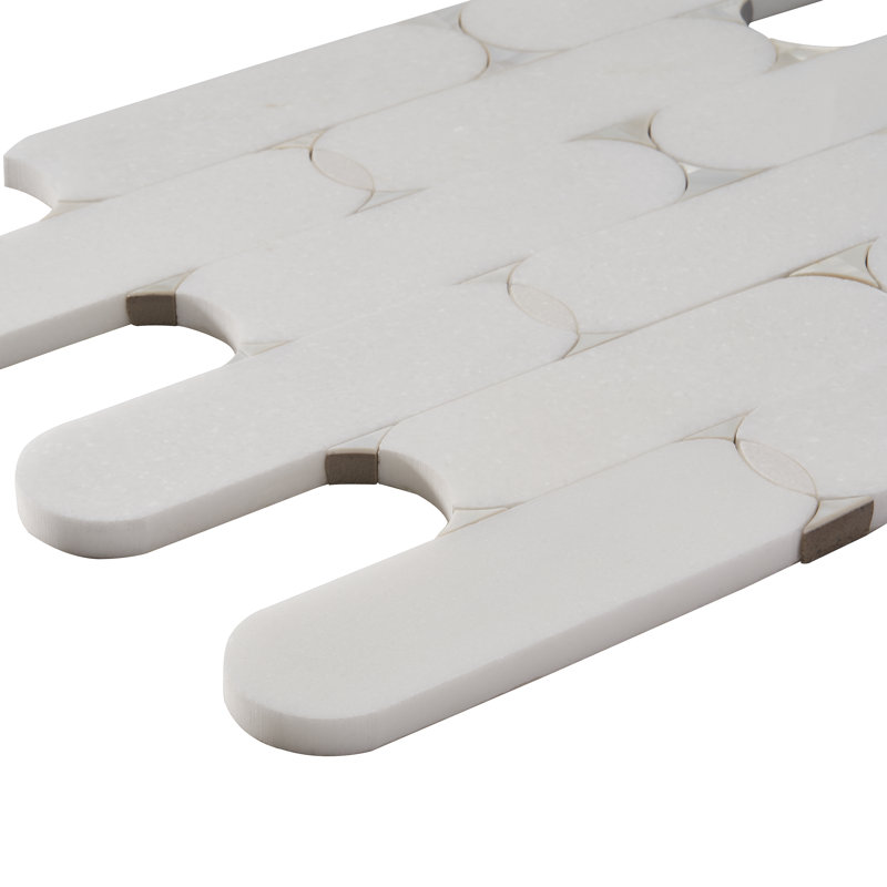 Carreau de mosaïque en marbre et laiton L 9,96 po x L 11,22 po Nostradam (0,77 pi2 / feuille), Blanc