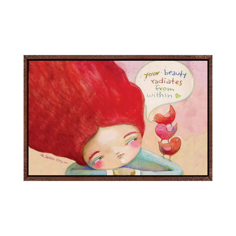 Your Beauty 1 Piece Painting on Canvas, 45.72cm H x 66.04cm W x 3.81cm D, Classic Brown Wood Floater Framed