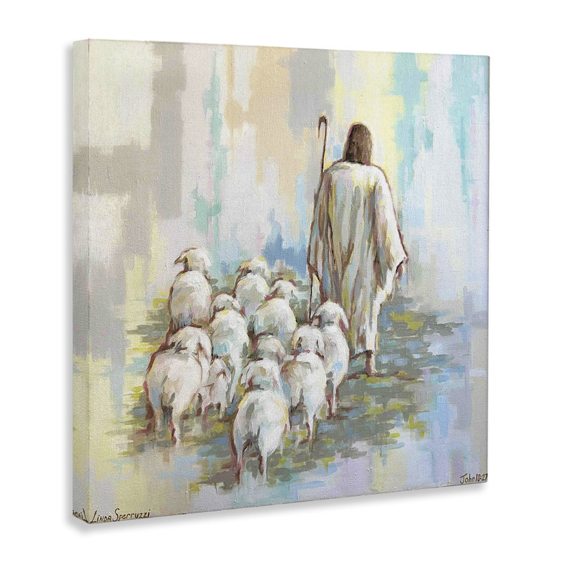 Art mural sur toile, Ils me suivent avec Jésus, design par Linda Sperruche, H 17 po x l 17 po