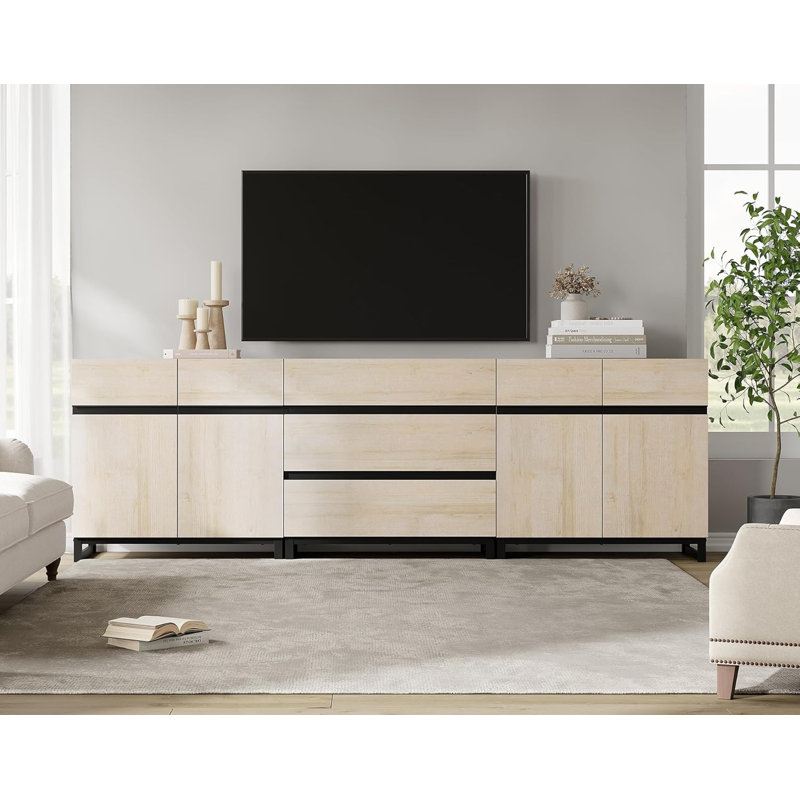 Meuble télé 94,5 po Modern, Bois de chêne
