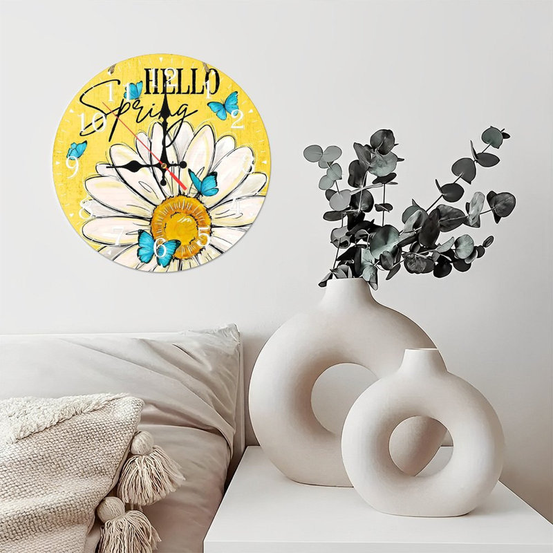 Horloge murale en bois 10 po, mouvement silencieux, à piles (piles AA non incluses), décor artistique, parfait pour les décorations