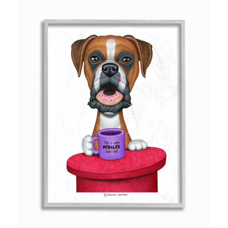 «Spoilé Boxer Dog» par Danny Gordan - impression d'art graphique, H 14 po x l 11 po x P 1,5 po, Estampe numérique Farmhouse