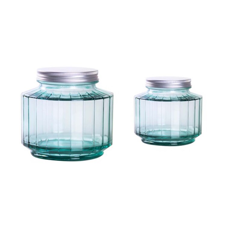 Ribbed Glass Jars with Glass Lids, 24 oz.