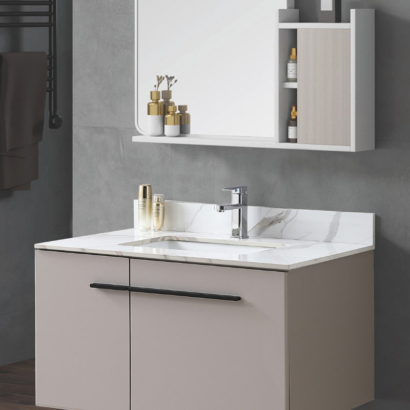 37 in. White Engineered Stone Composite Vanity Top with Rectangular Sink